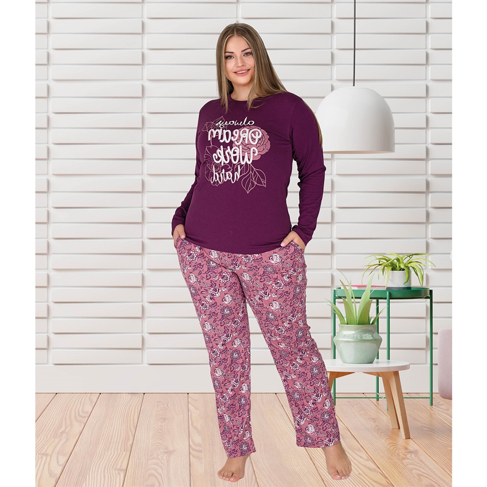Berland 3318 Bayan Battal Modal U.Kol Pijama Takımı