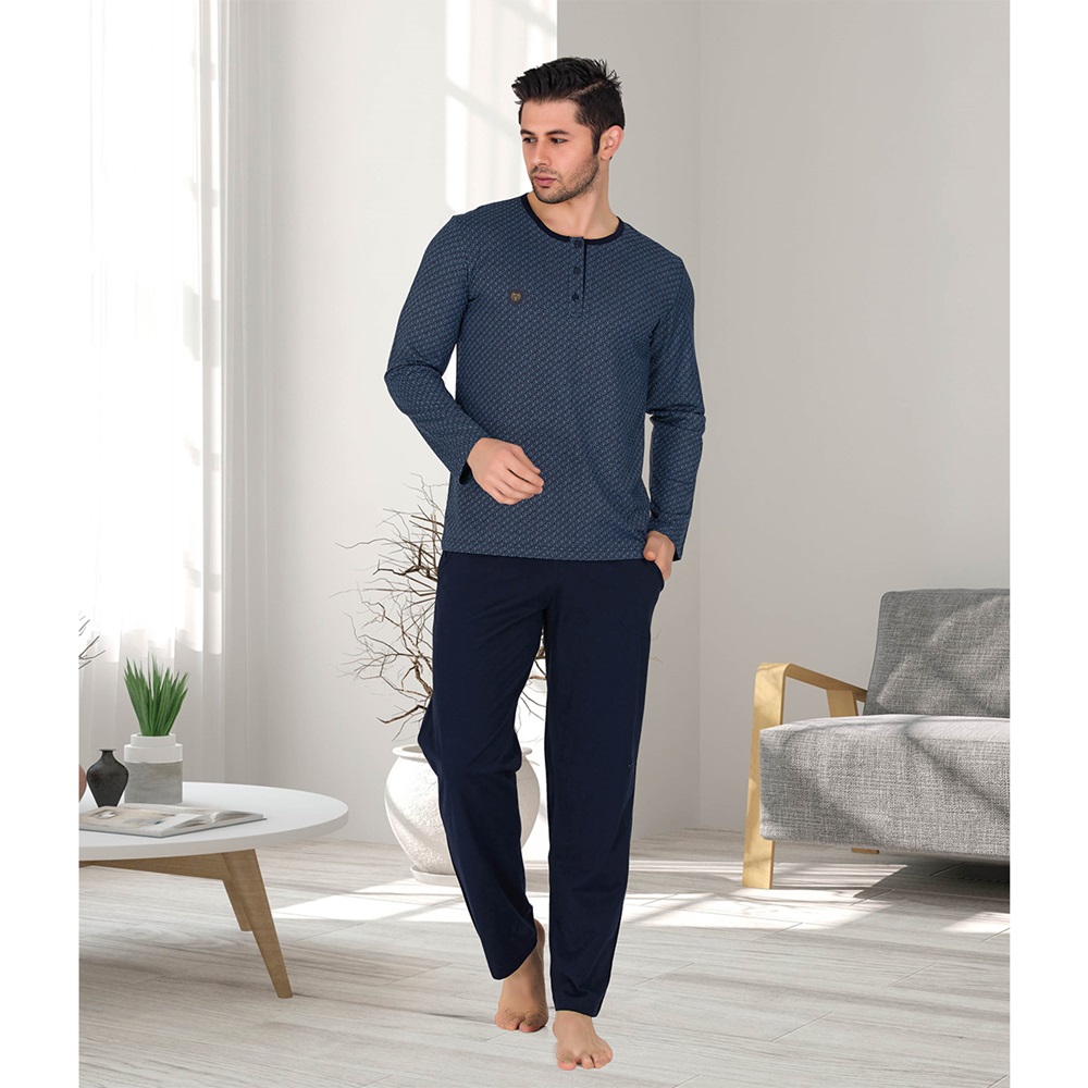 Berland 3741 Erkek Jakarlı Uzun Kol Pijama Takımı
