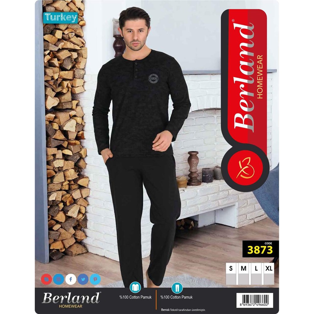 Berland 3873 Erkek Süprem Uzun Kol Pijama Takımı