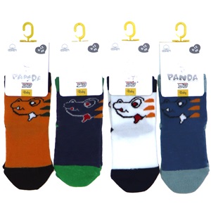 Panda P04 Erkek Bebek Desenli Yıkamalı Soket Çorap - Karışık Renk - 6 AY - 12 AY
