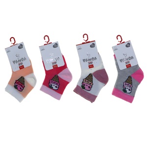 Panda P04 Kız Bebek Desenli Yıkamalı Soket Çorap - Karışık Renk - 0-6 AY