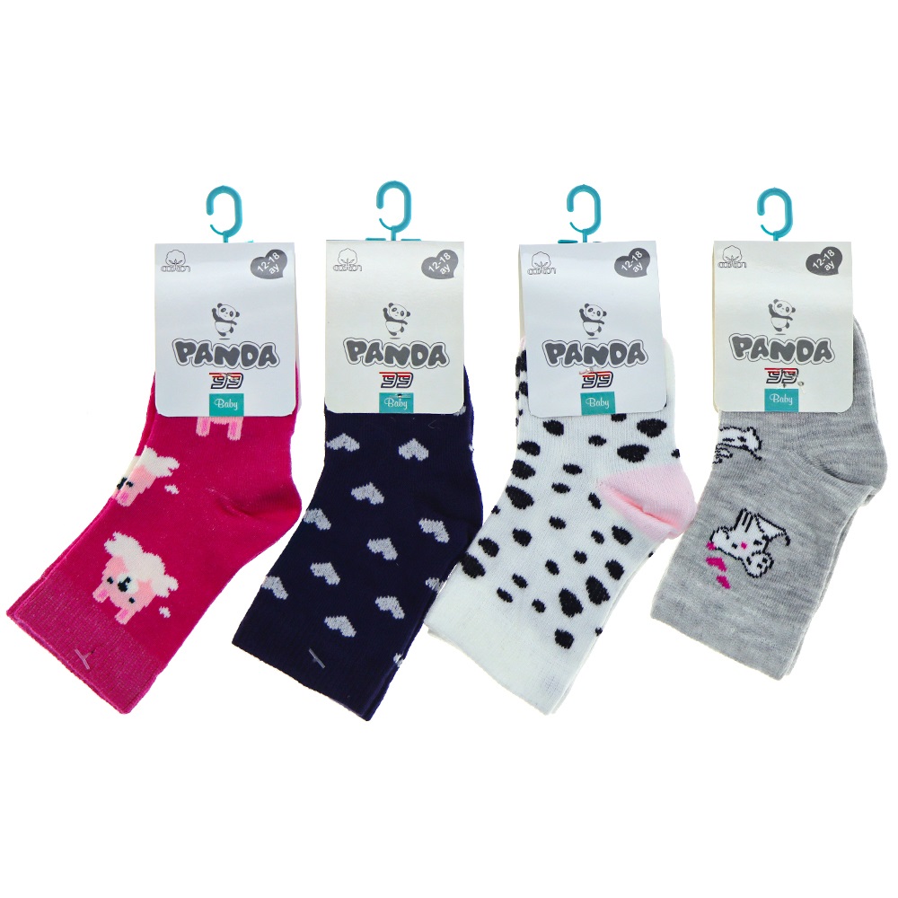 Panda P04 Kız Bebek Desenli Yıkamalı Soket Çorap