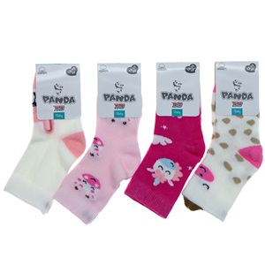 Panda P04 Kız Bebek Desenli Yıkamalı Soket Çorap