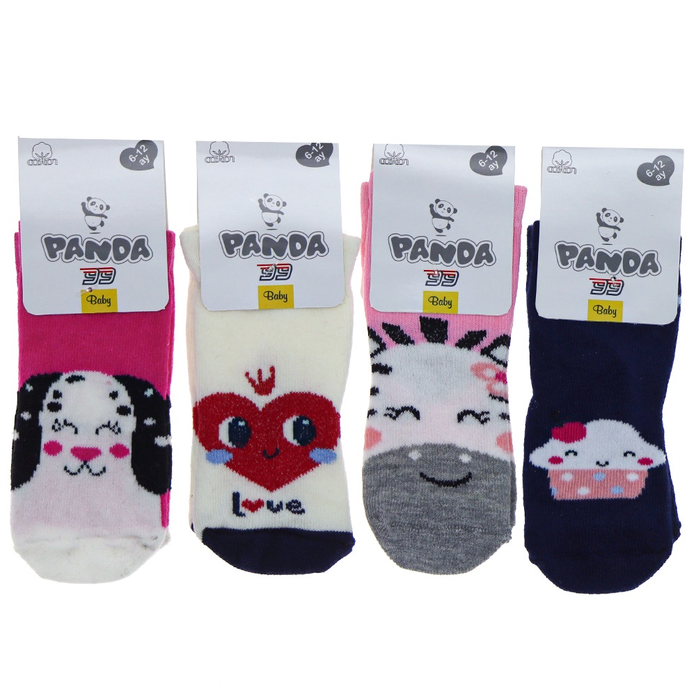 Panda P04 Kız Bebek Desenli Yıkamalı Soket Çorap