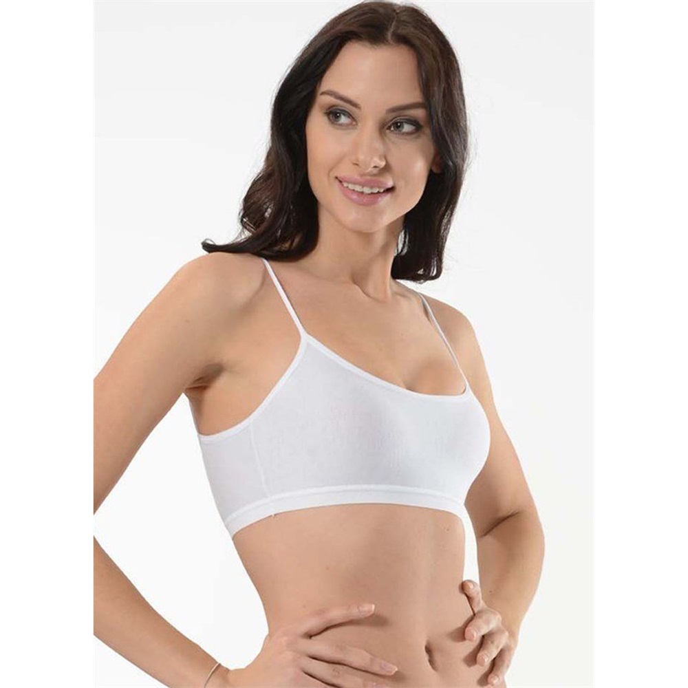 Mary Lüx 493 Bayan Penye İp Askılı Büstiyer - Beyaz - L