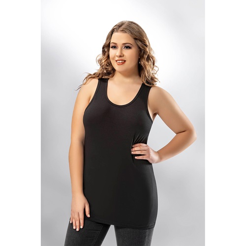 Kota 6020 Bayan Battal Geniş Askı Atlet - Siyah - 4XL