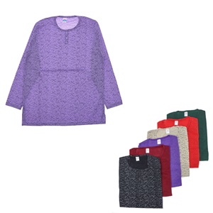 Bayan Kırçıllı 3 Düğmeli Bisiklet Yaka Anne Badisi - Karışık Renk - L-XL-2XL-3XL