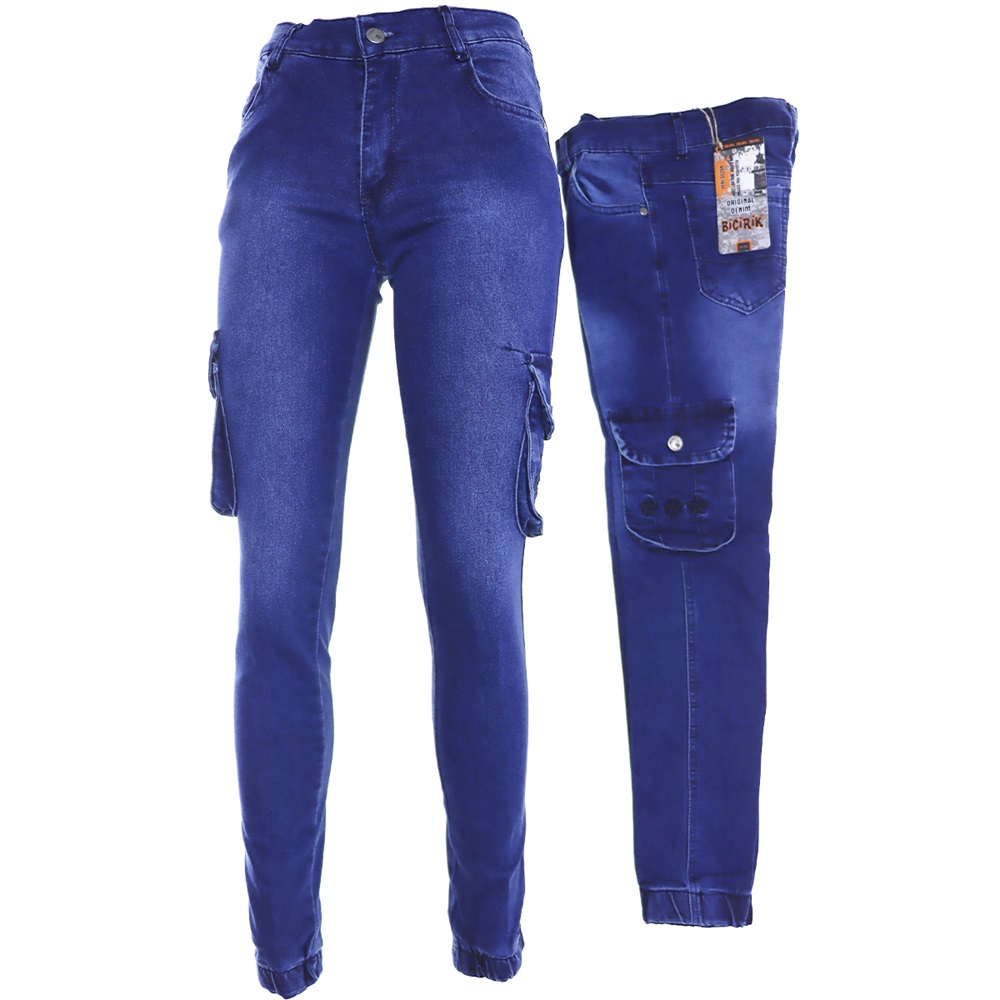 10507 Kargo Cep Likralı Erkek Çocuk Kot Pantolon 10-13 Yaş