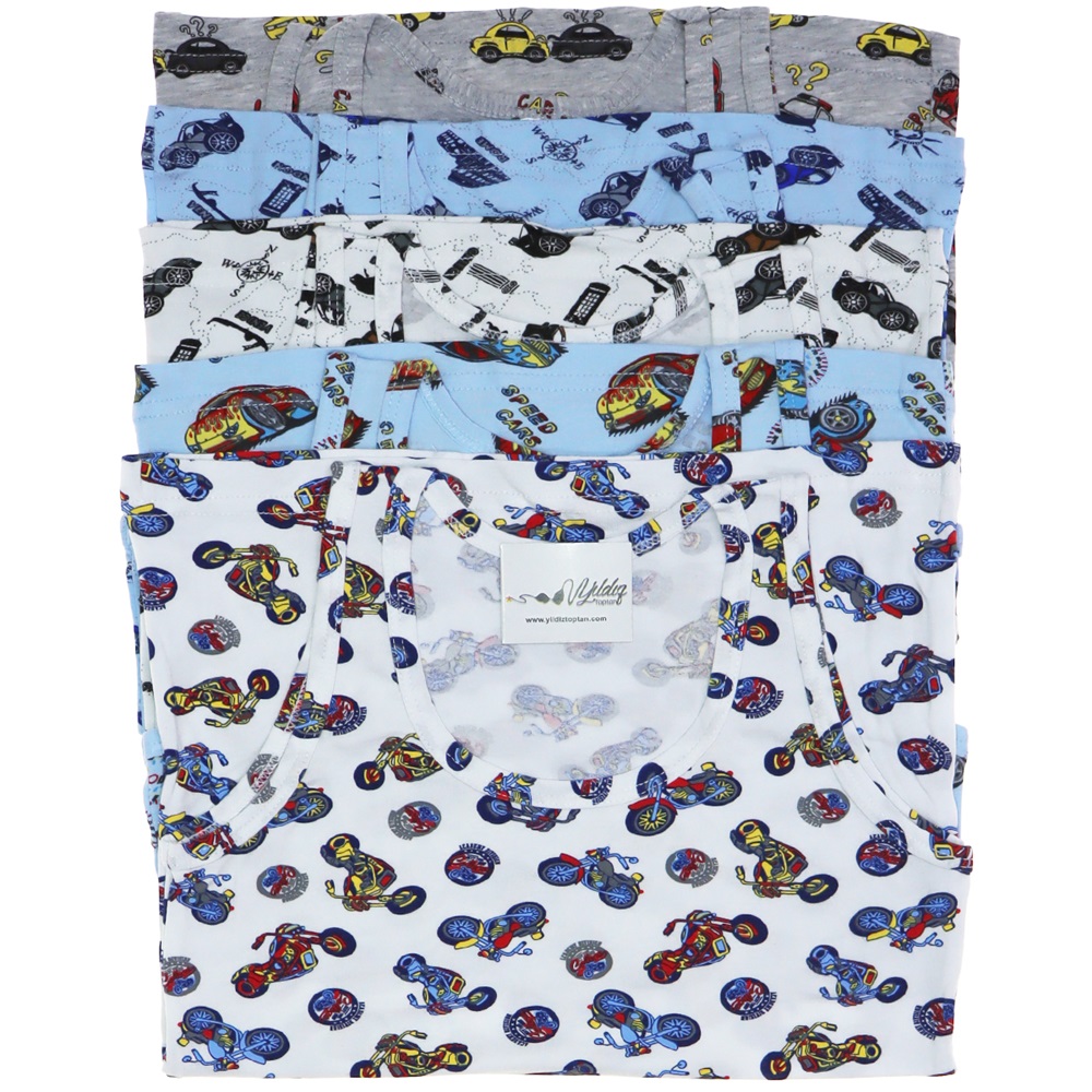 Kota 1014 Erkek Çocuk Baskılı Atlet (6 Lı) - Karışık Renk - 7-8 YAŞ