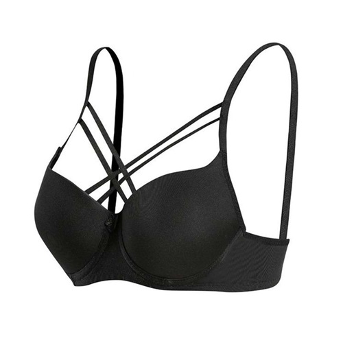 Ebru 1160 Bayan Slikonlu Destekli Mikro Tulumlu Çapraz Sütyen - Siyah - 75-80-85-90