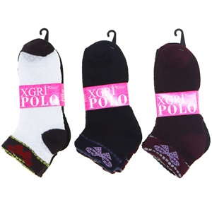 XGri Polo B-7 Bayan Desenli Likralı 3 Lü Patik Çorap - Karışık Renk - ASORTİ