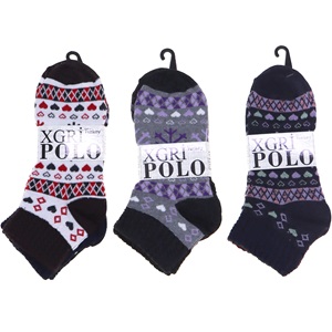 XGri Polo B-7 Bayan Desenli Likralı 3 Lü Patik Çorap - Karışık Renk - ASORTİ