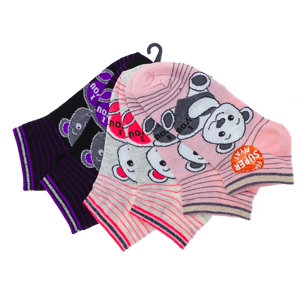 XGri Polo B-7 Bayan Desenli Likralı 3 Lü Patik Çorap