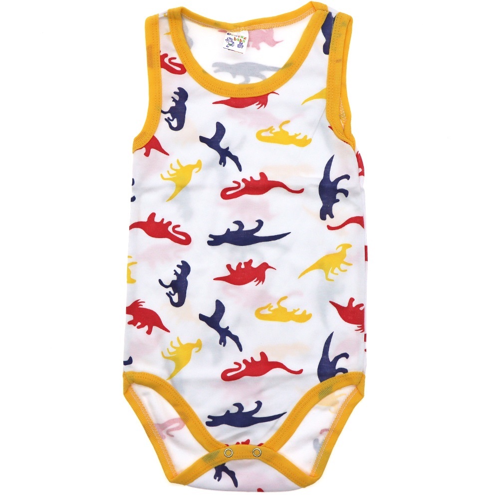 205 Dinozor Desenli Askılı Çocuk Çıtçıtlı Badi 3-3,5-4 Yaş