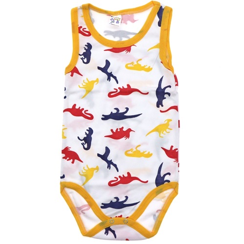 205 Dinozor Desenli Askılı Çocuk Çıtçıtlı Badi 3-3,5-4 Yaş