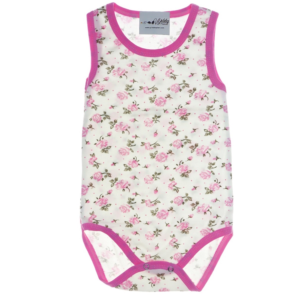 Çiçek Desenli Askılı Çocuk Çıtçıtlı Badi 3-3,5-4 Yaş