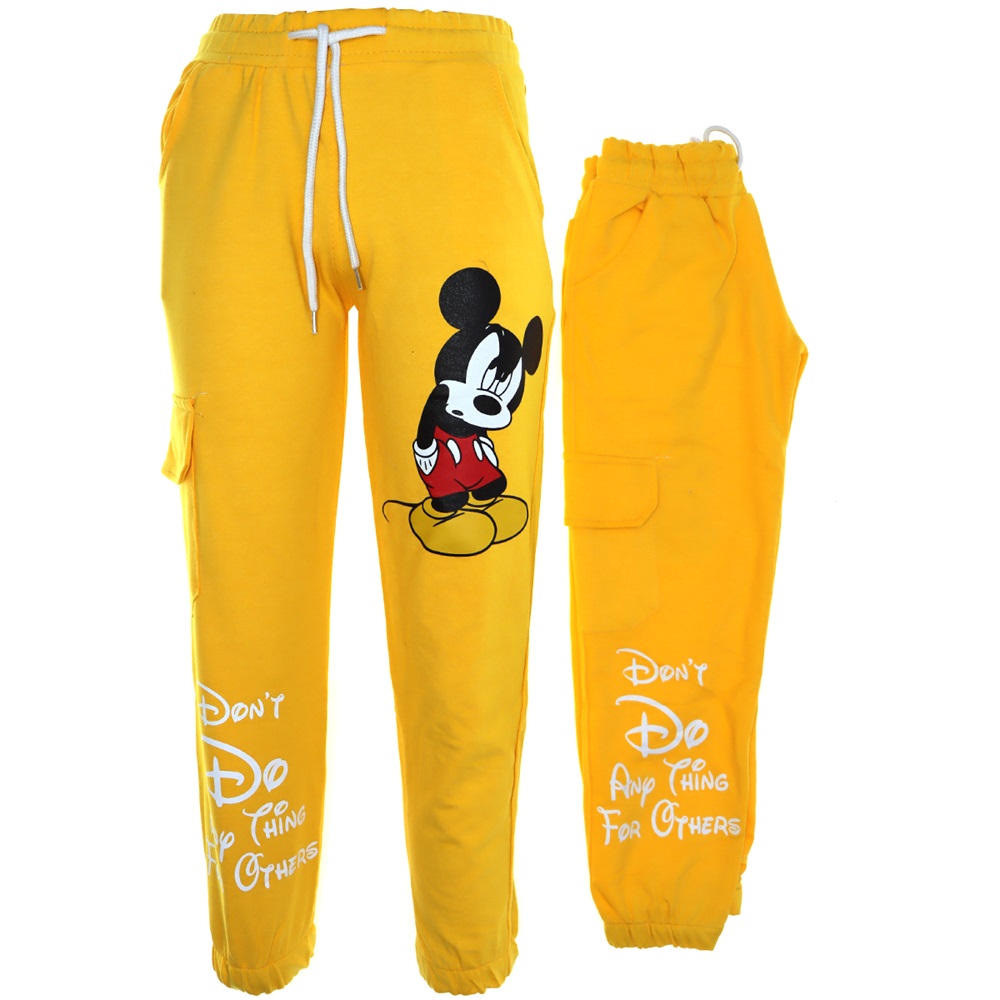 2074 Mickey Mouse Baskılı Garson Kız Eşofman Alt 9-12 Yaş