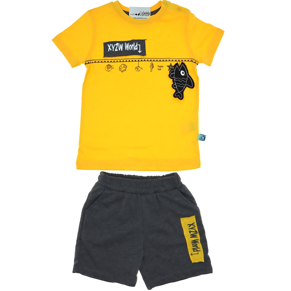 21053 Balık Baskılı Erkek Takım 6-24 Ay