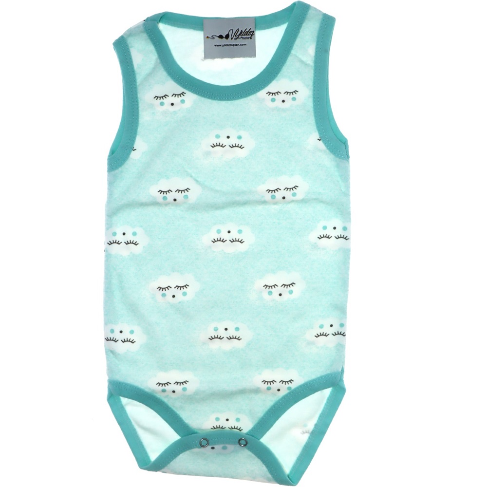 202 Bulut Desen Askılı Çocuk Çıtçıtlı Badi 1-1,5,2 Yaş