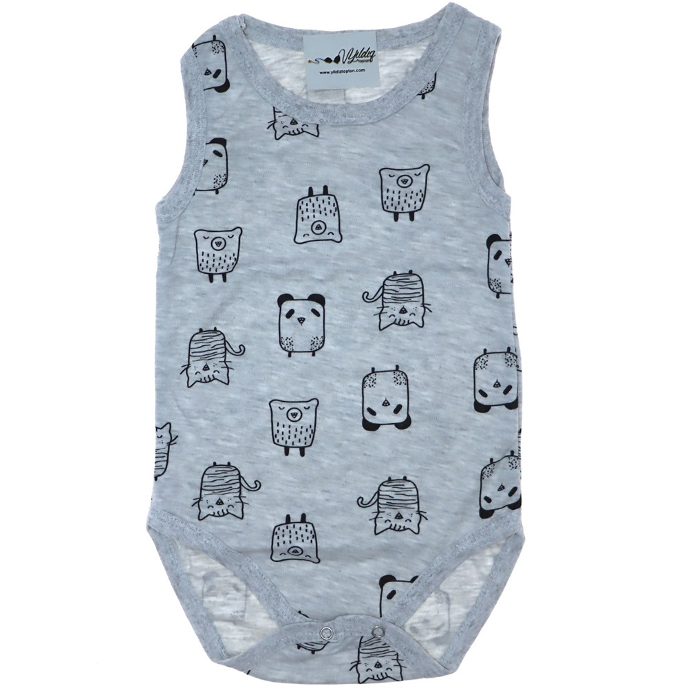 Desenli Askılı Çocuk Çıtçıtlı Badi 3-6-9 Ay