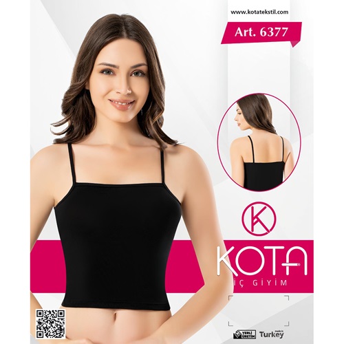 Kota 6377 Bayan Modelli Krop Yarım Atlet - Siyah - L-XL