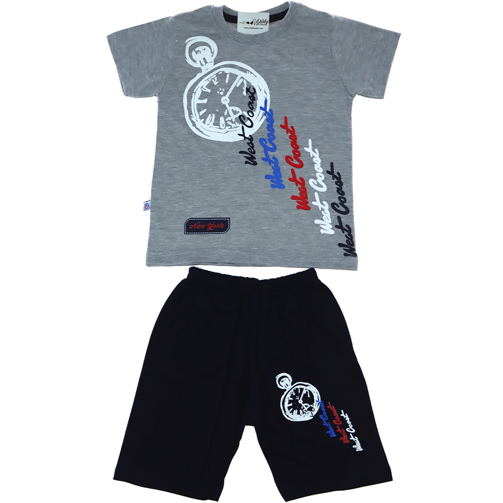 5025 Zuzu Polo Penye Saat Baskılı Kaprili 2 li Takım 1-4 Yaş