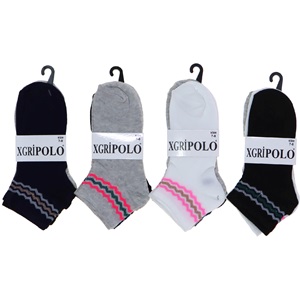 XGri Polo Ç-3 Kız Çocuk Desenli Likralı Patik Çorap- Karışık Renk - 7-8 YAŞ