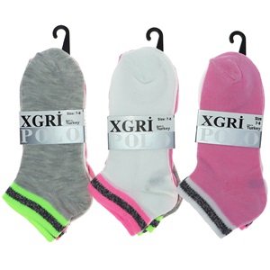 XGri Polo Ç-3 Kız Çocuk Desenli Likralı Patik Çorap - Karışık Renk - 9-11 YAŞ