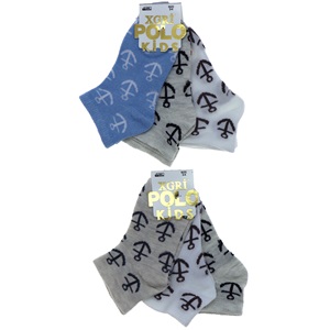 XGri Polo Ç-3 Erkek Çocuk Desenli Likralı Patik Çorap