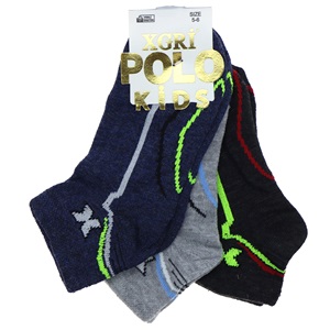 XGri Polo Ç-3 Erkek Çocuk Desenli Likralı Patik Çorap