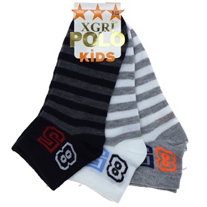 XGri Polo Ç-3 Erkek Çocuk Desenli Likralı Patik Çorap