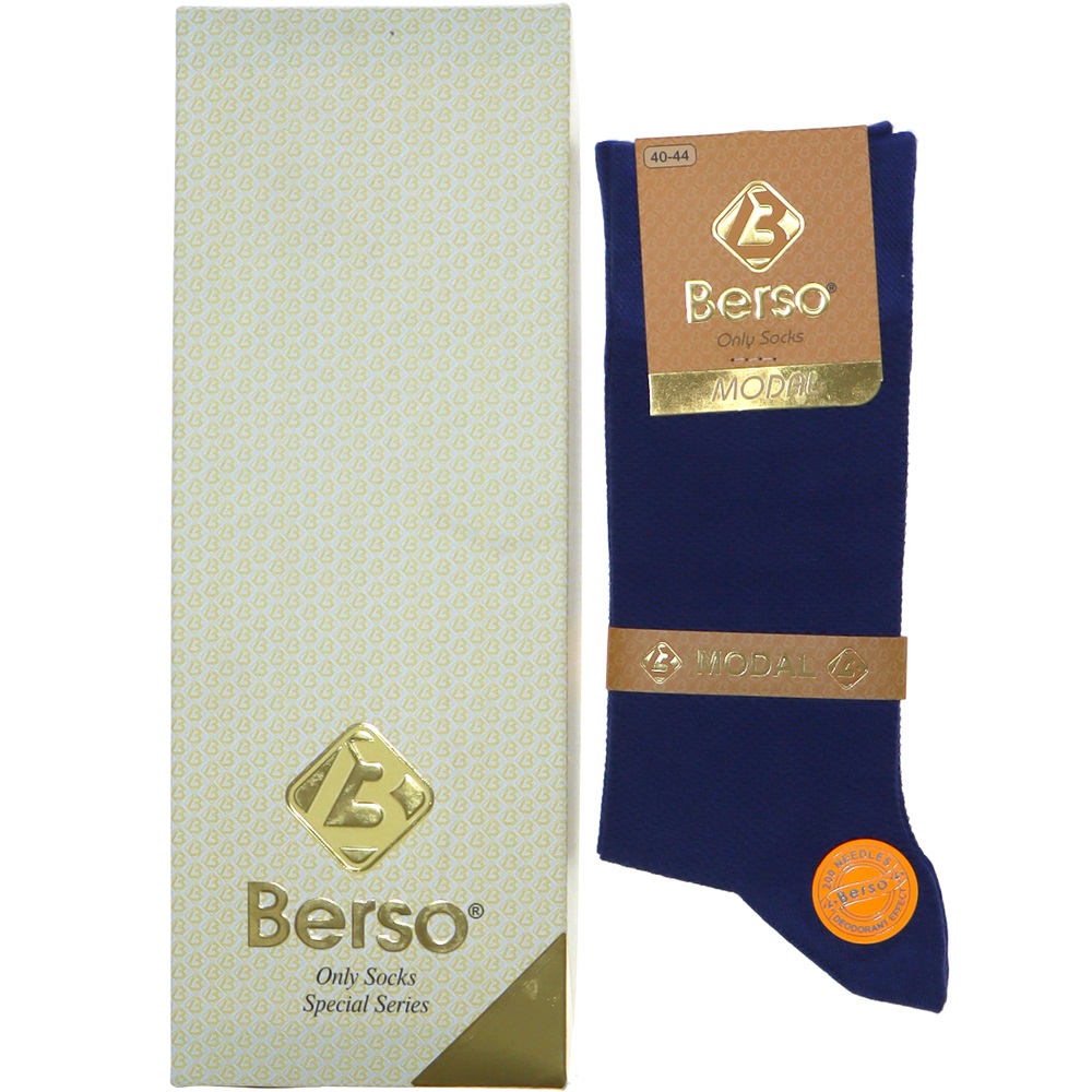Berso 5091 Erkek Likralı Modal Soket Çorap - Jean-Füme - PAKET İÇİ TEK RENK