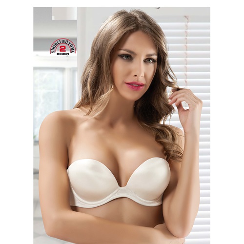 Le Jardin 7036 Bayan Straplez Silikonlu Sihirli Sütyen - Kapiçino - 80