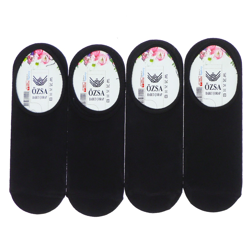 Özsa 5422 Bayan Likralı Açık Babet Çorap - Siyah - PAKET İÇİ TEK RENK