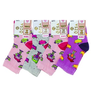 Özsa Desenli Likralı Etiketli Kız Çocuk Patik Çorap