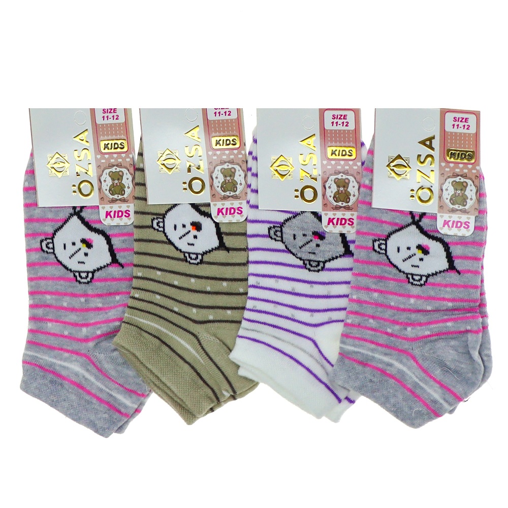 Özsa Desenli Likralı Etiketli Kız Çocuk Patik Çorap