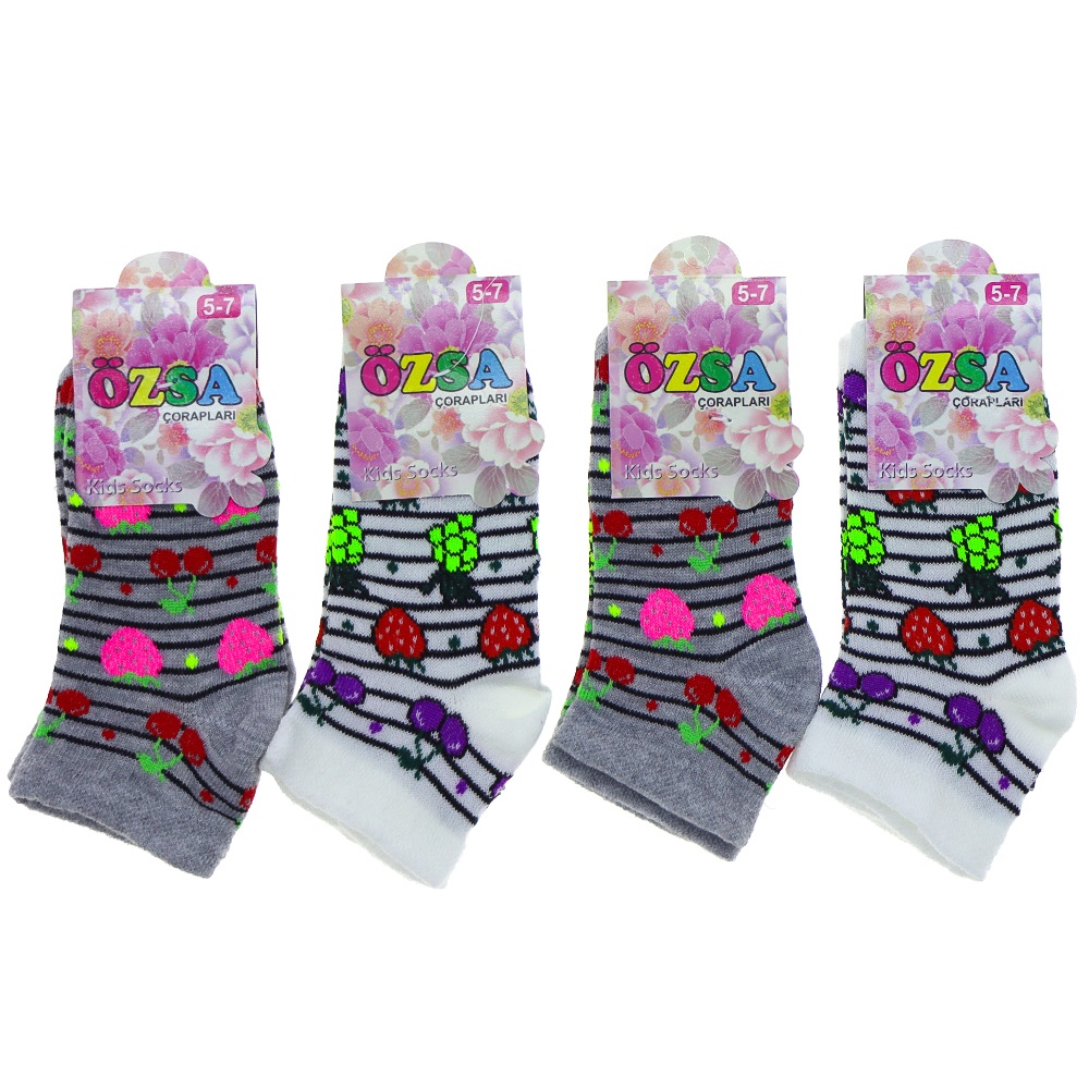 Özsa Desenli Likralı Etiketli Kız Çocuk Patik Çorap