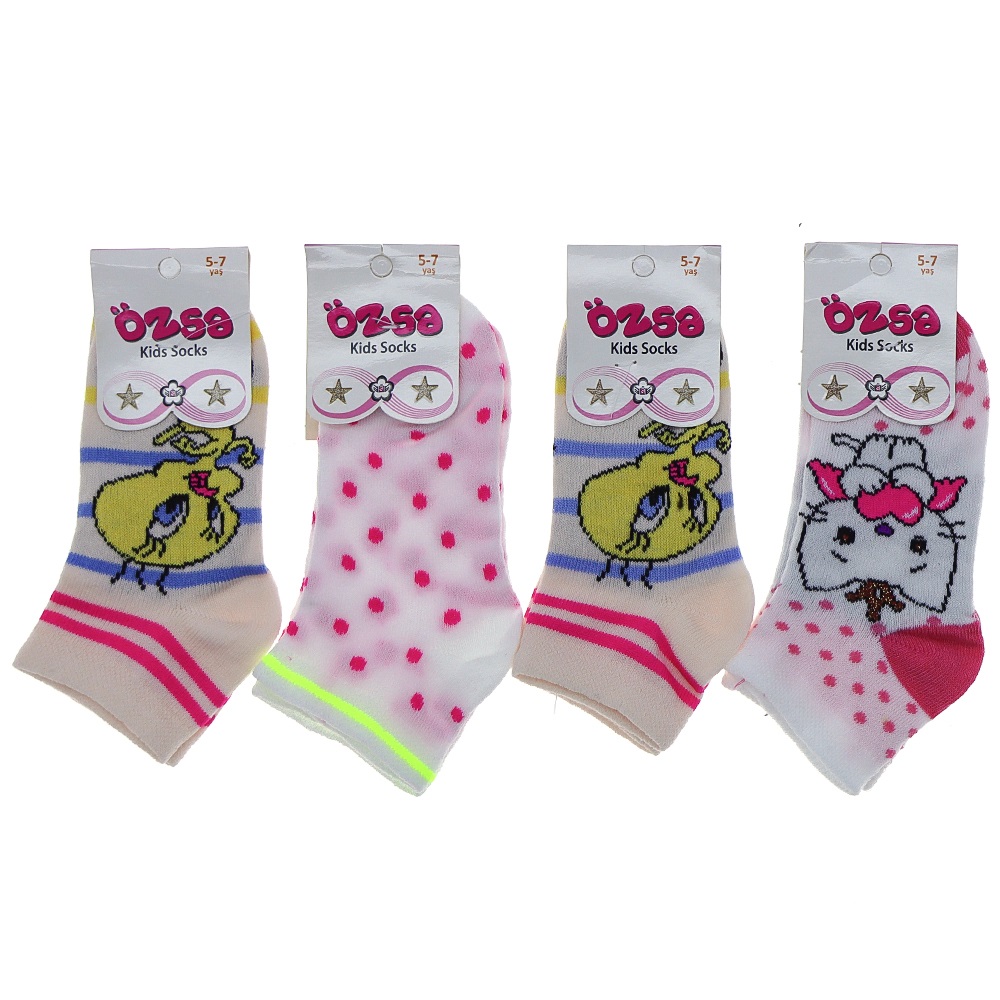 Özsa Desenli Likralı Etiketli Kız Çocuk Patik Çorap