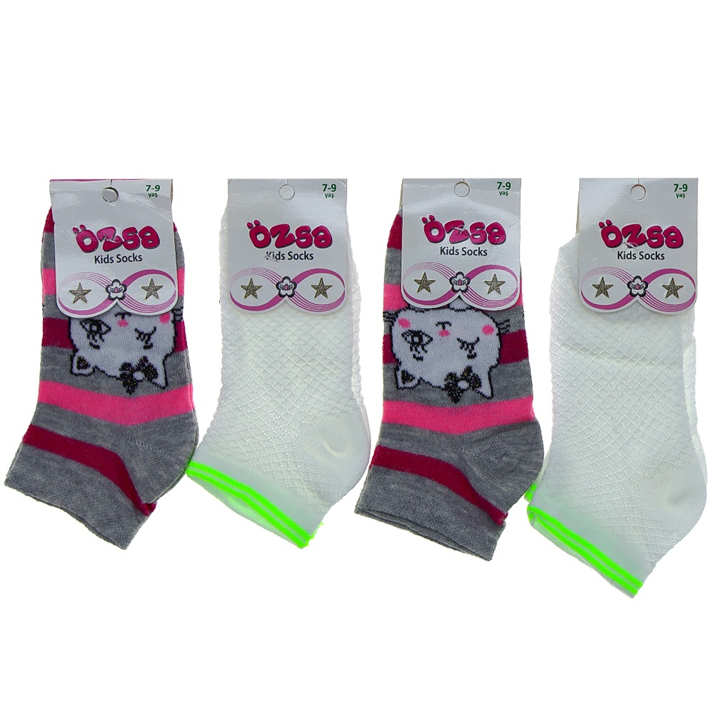 Özsa Desenli Likralı Etiketli Kız Çocuk Patik Çorap