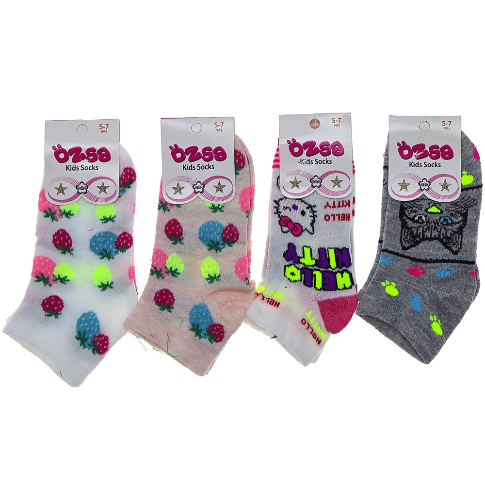 Özsa Desenli Likralı Etiketli Kız Çocuk Patik Çorap