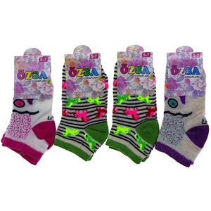 Özsa Desenli Likralı Etiketli Kız Çocuk Patik Çorap