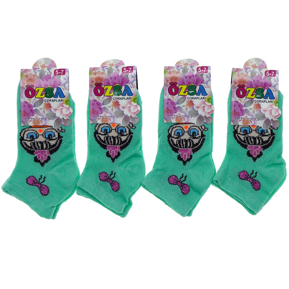 Özsa Desenli Likralı Etiketli Kız Çocuk Patik Çorap