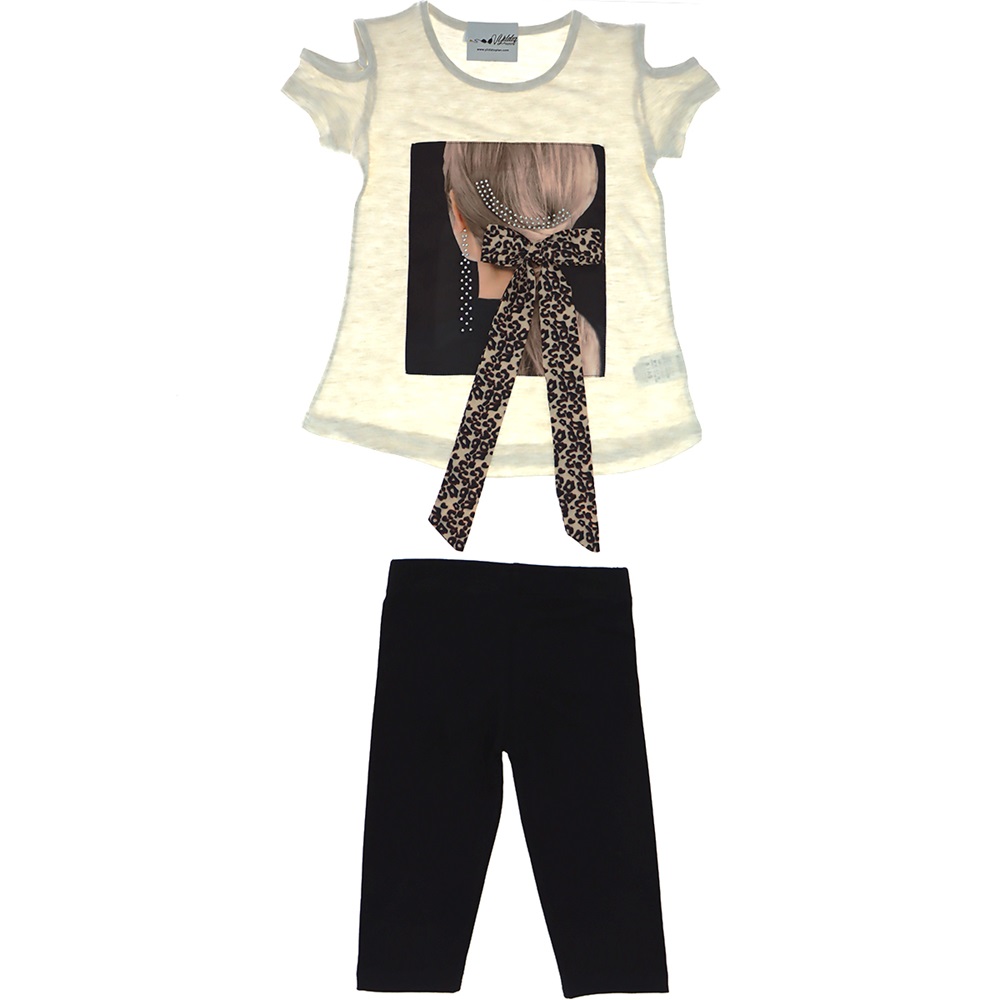 2409 Kurdale Saçlı Taytlı Kız Çocuk Takım 5-8 Yaş