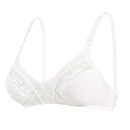 1007B Bayan Toparlayıcı Penye Ara Dantel Battal Sütyen - Beyaz - 100