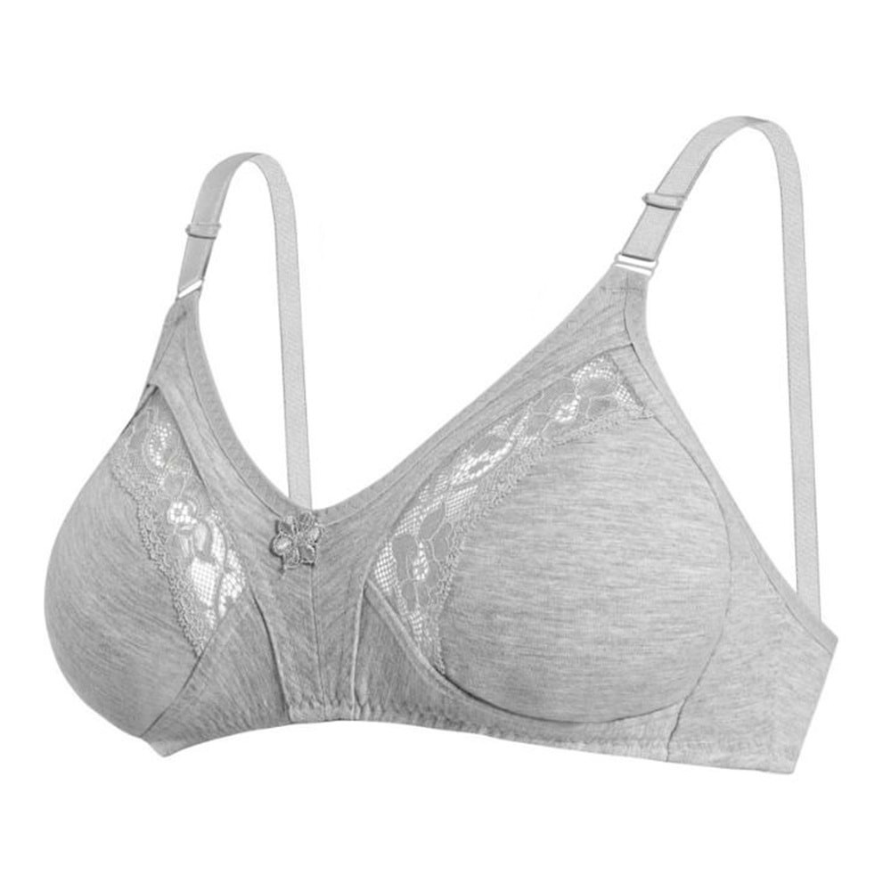 1007B Bayan Toparlayıcı Penye Ara Dantel Battal Sütyen - Gri - 105
