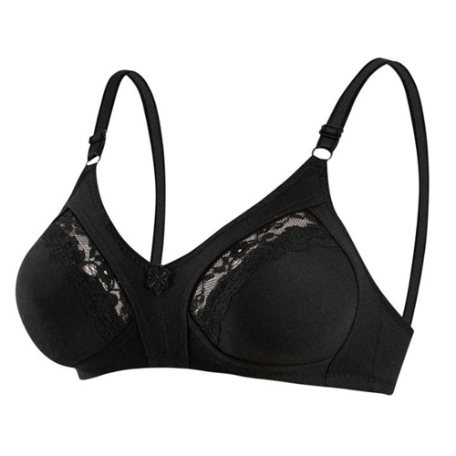 1007B Bayan Toparlayıcı Penye Ara Dantel Battal Sütyen - Siyah - 110