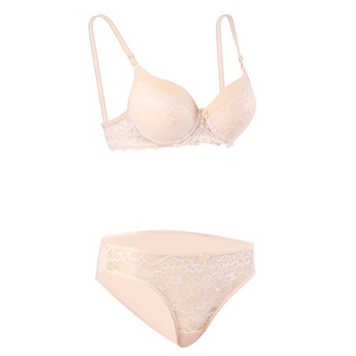 8009 Bayan Slikonlu Boş Yarı Dantel Takım Sütyen - Gri - 75-80-85-90-95