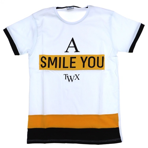 9510 Smıle You Baskılı Likralı Penye Çocuk Tshirt Tişört 12-16 Yaş