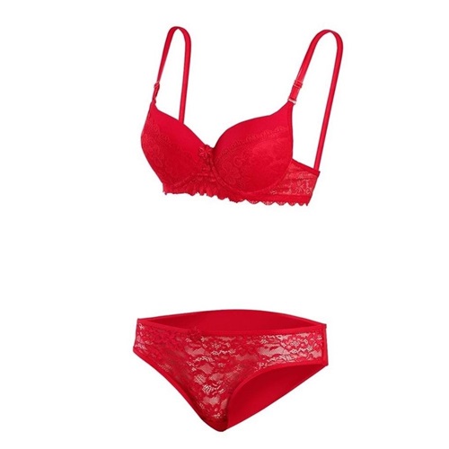 8059 Silikonlu Dolu Yarı Dantel Takım Sütyen(Destekli)