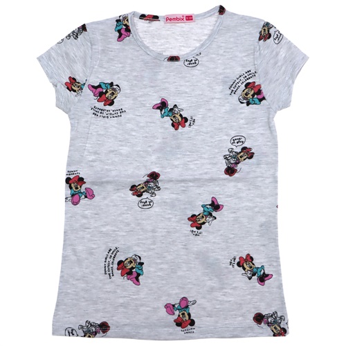 259 Mickey Mouse Desenli Kız Çocuk Tişört 1-8 Yaş